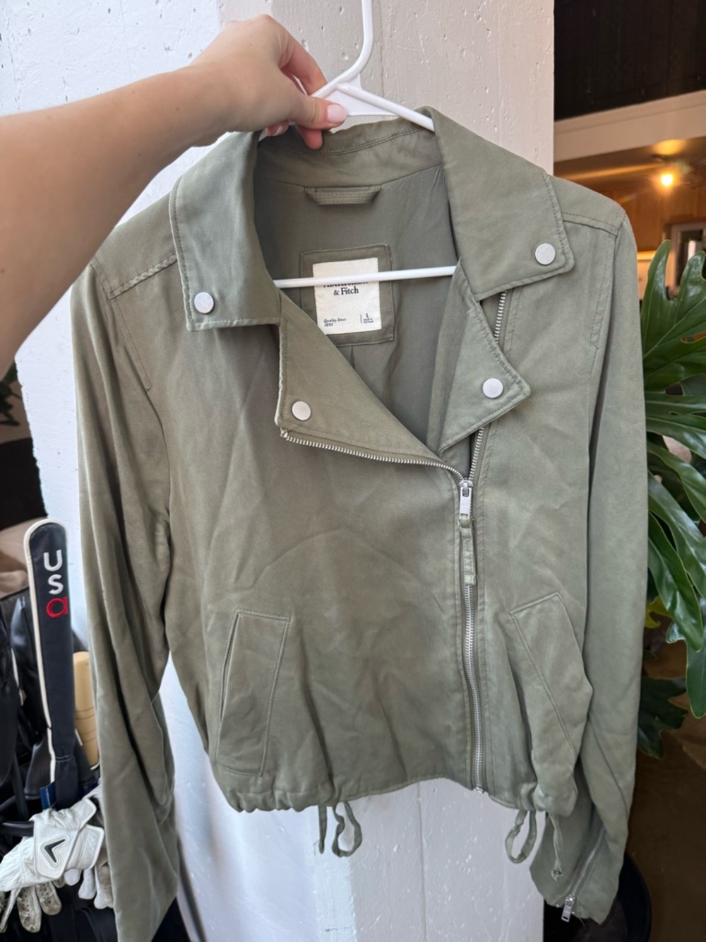 Abercrombie & Fitch Olive Green Moto-Style Jacket